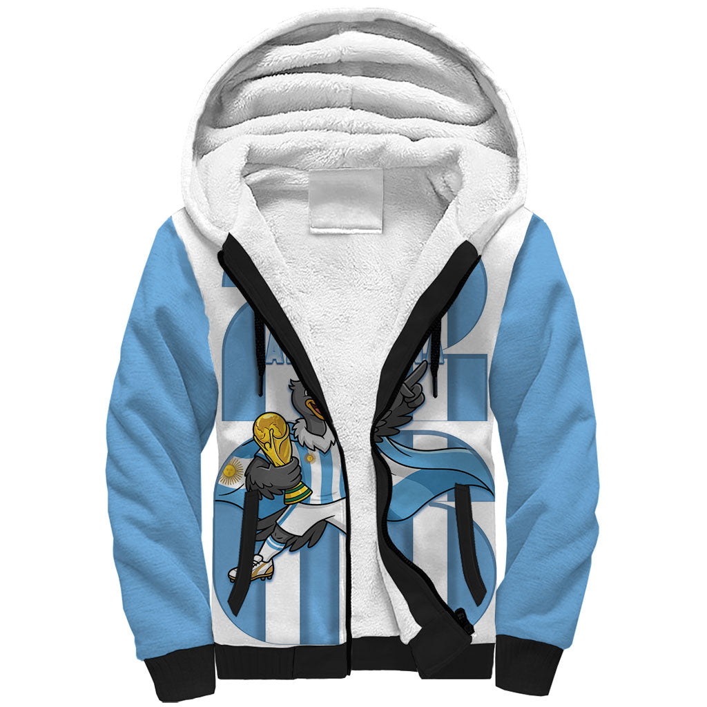 Argentina National Football Custom Sherpa Hoodie Andean Condor Trophy Sporty Style