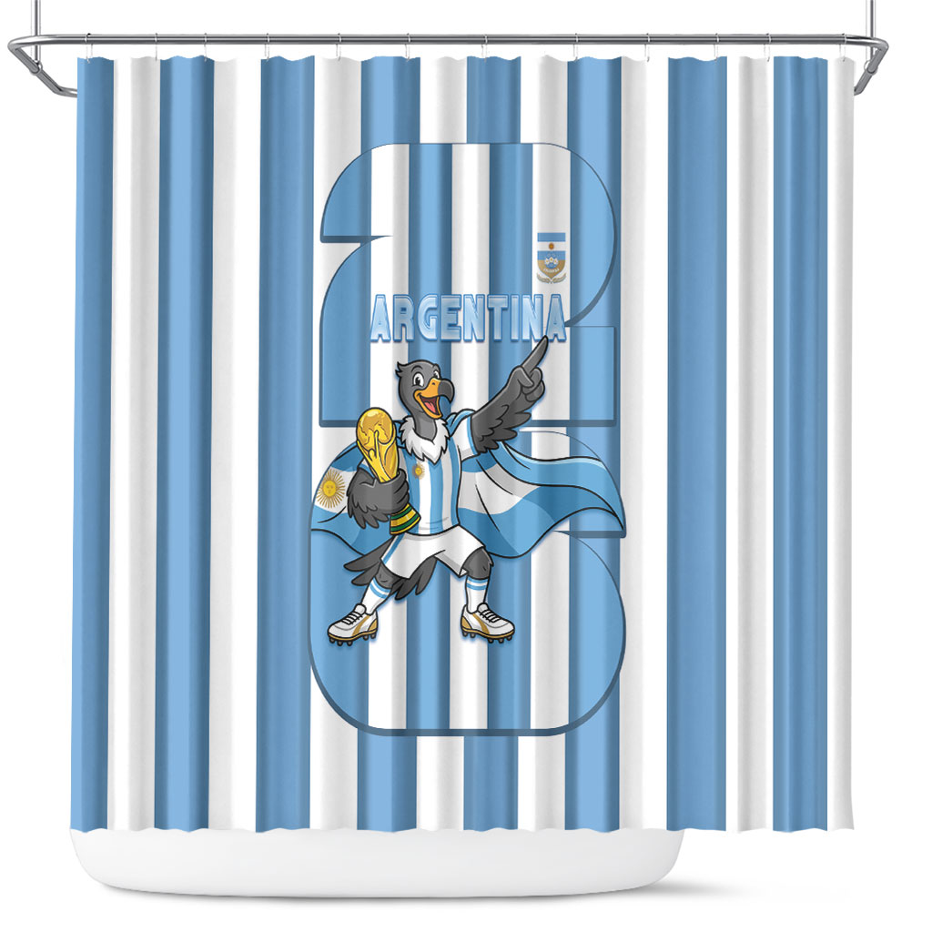 Argentina National Football Shower Curtain Andean Condor Trophy Sporty Style