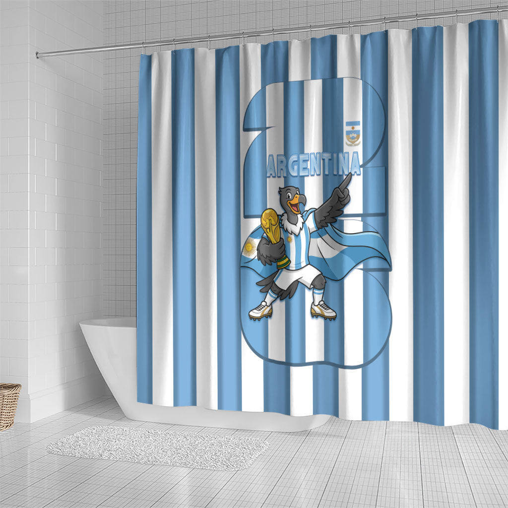 Argentina National Football Shower Curtain Andean Condor Trophy Sporty Style