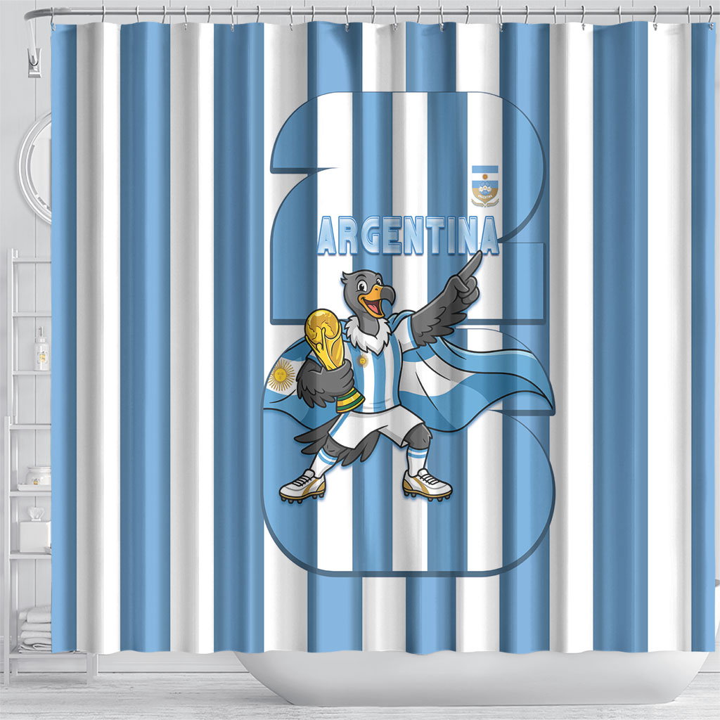 Argentina National Football Shower Curtain Andean Condor Trophy Sporty Style