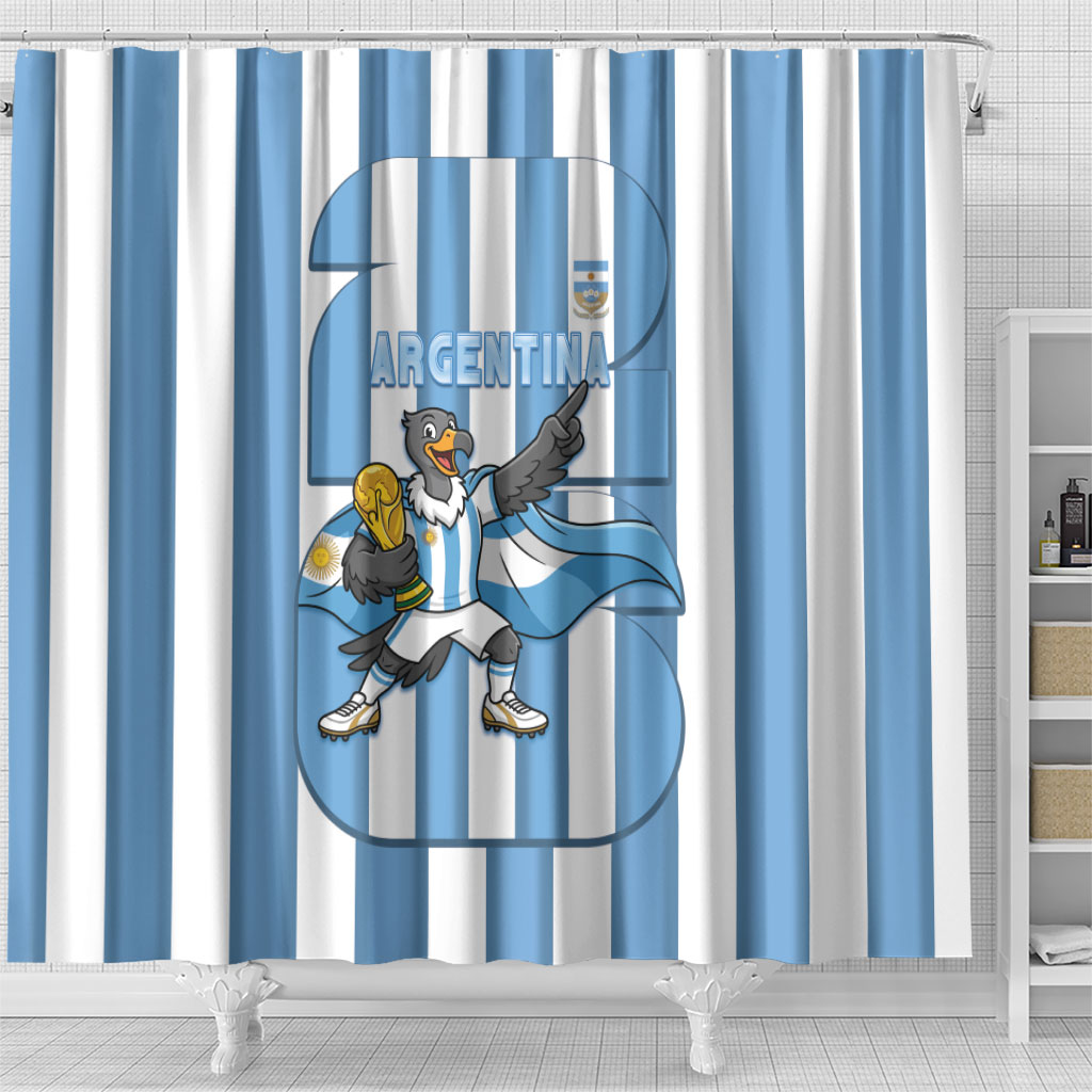 Argentina National Football Shower Curtain Andean Condor Trophy Sporty Style