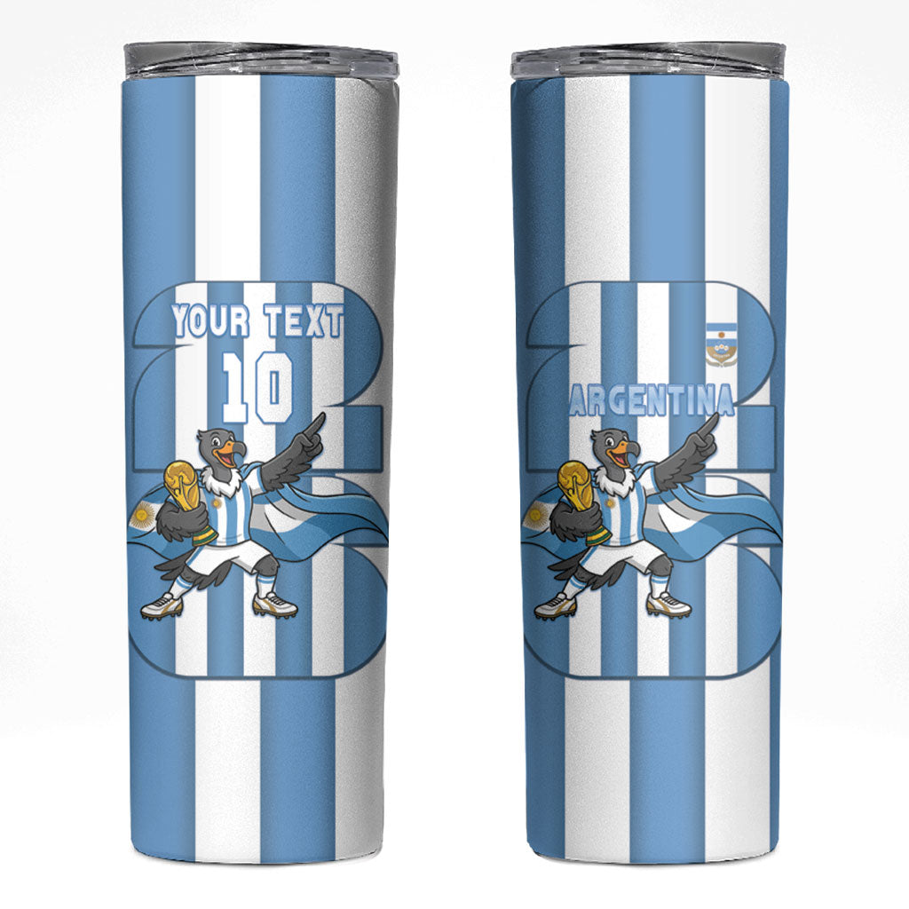 Argentina National Football Custom Skinny Tumbler Andean Condor Trophy Sporty Style