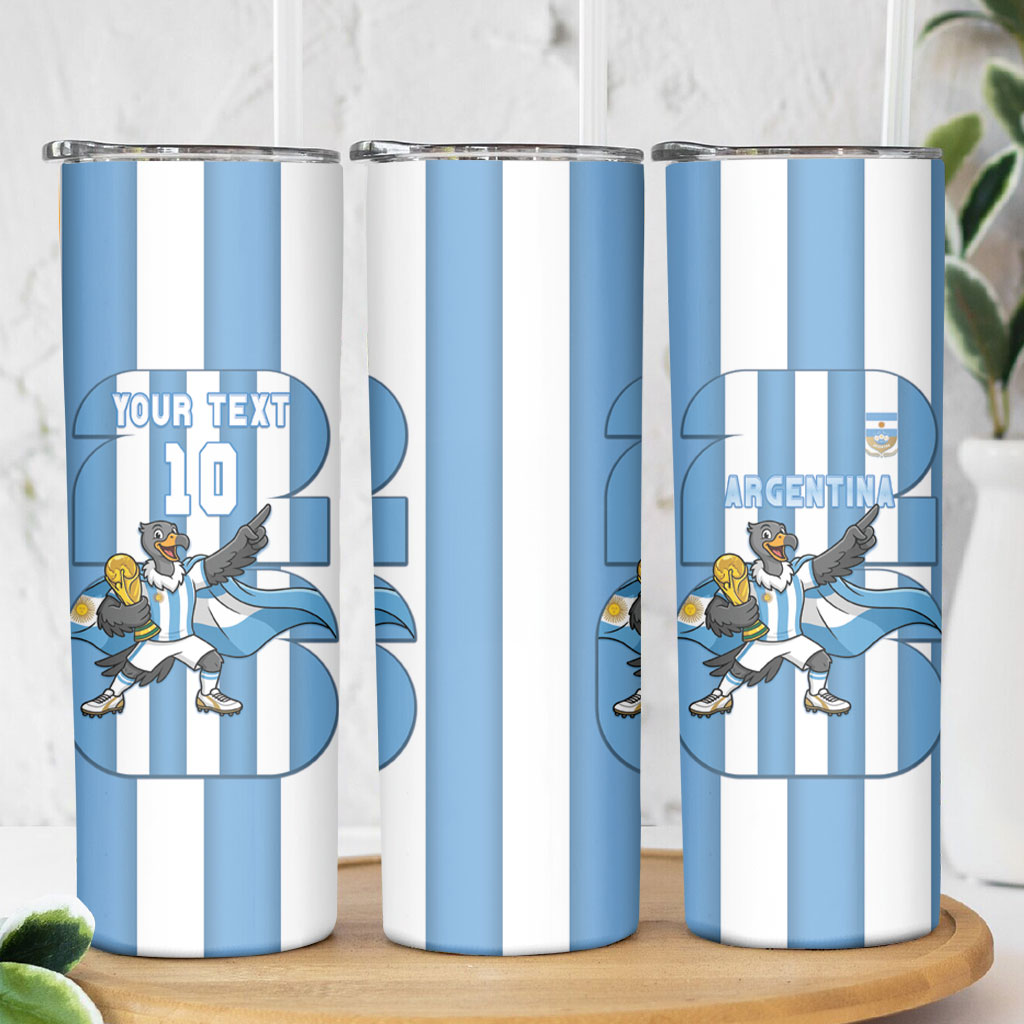 Argentina National Football Custom Skinny Tumbler Andean Condor Trophy Sporty Style