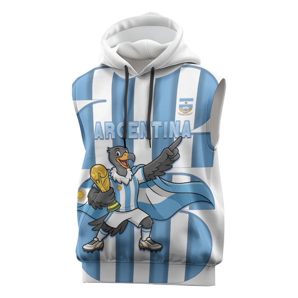 Argentina National Football Custom Sleeveless Hoodie Andean Condor Trophy Sporty Style