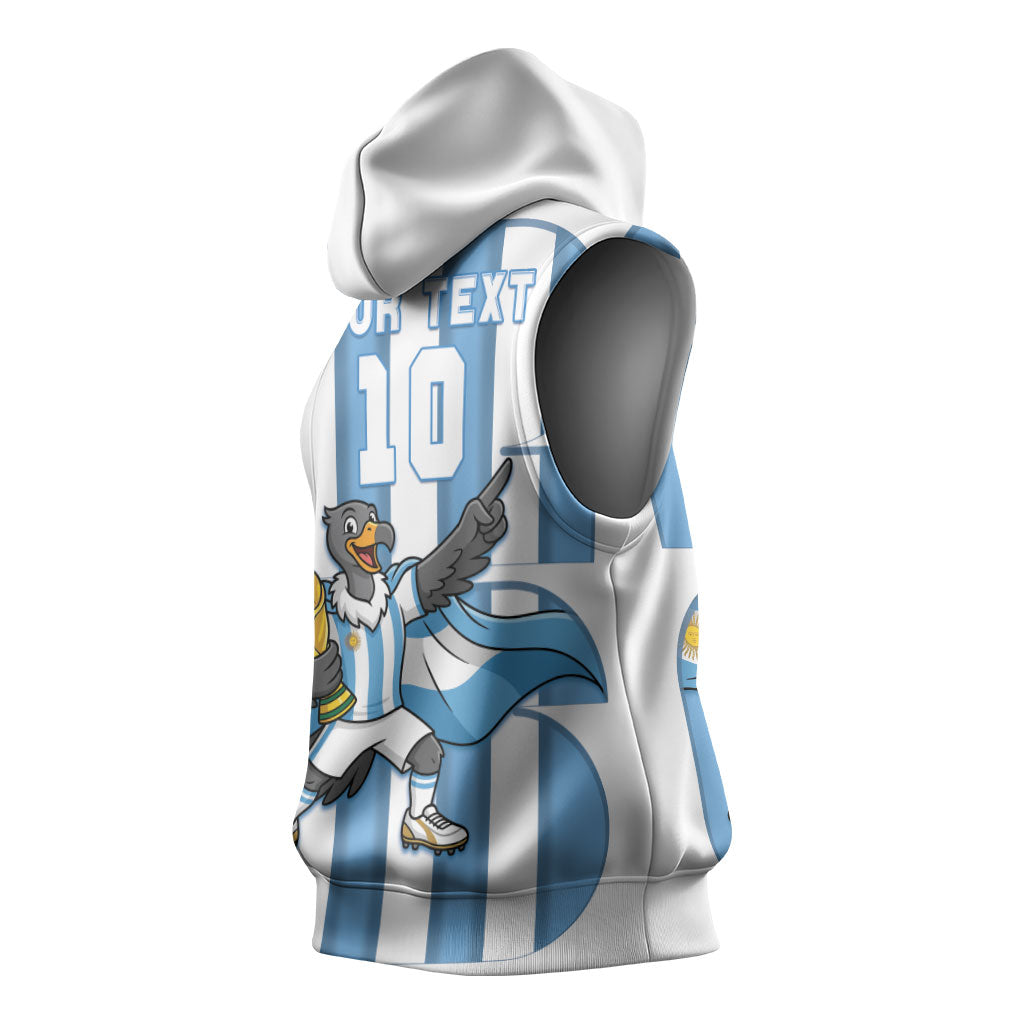 Argentina National Football Custom Sleeveless Hoodie Andean Condor Trophy Sporty Style