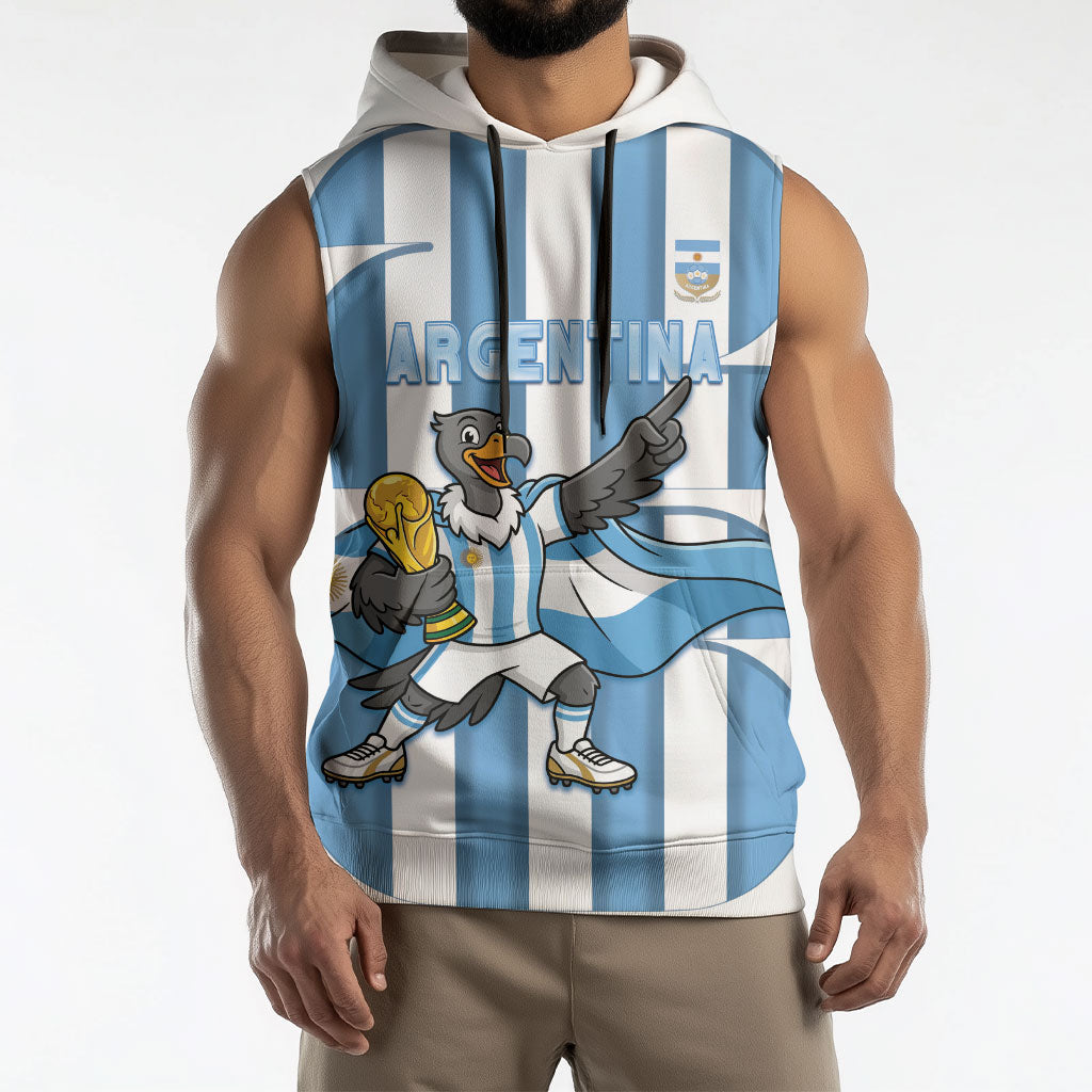 Argentina National Football Custom Sleeveless Hoodie Andean Condor Trophy Sporty Style