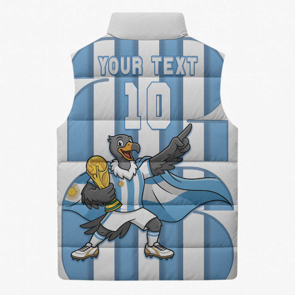 Argentina National Football Custom Sleeveless Puffer Jacket Andean Condor Trophy Sporty Style