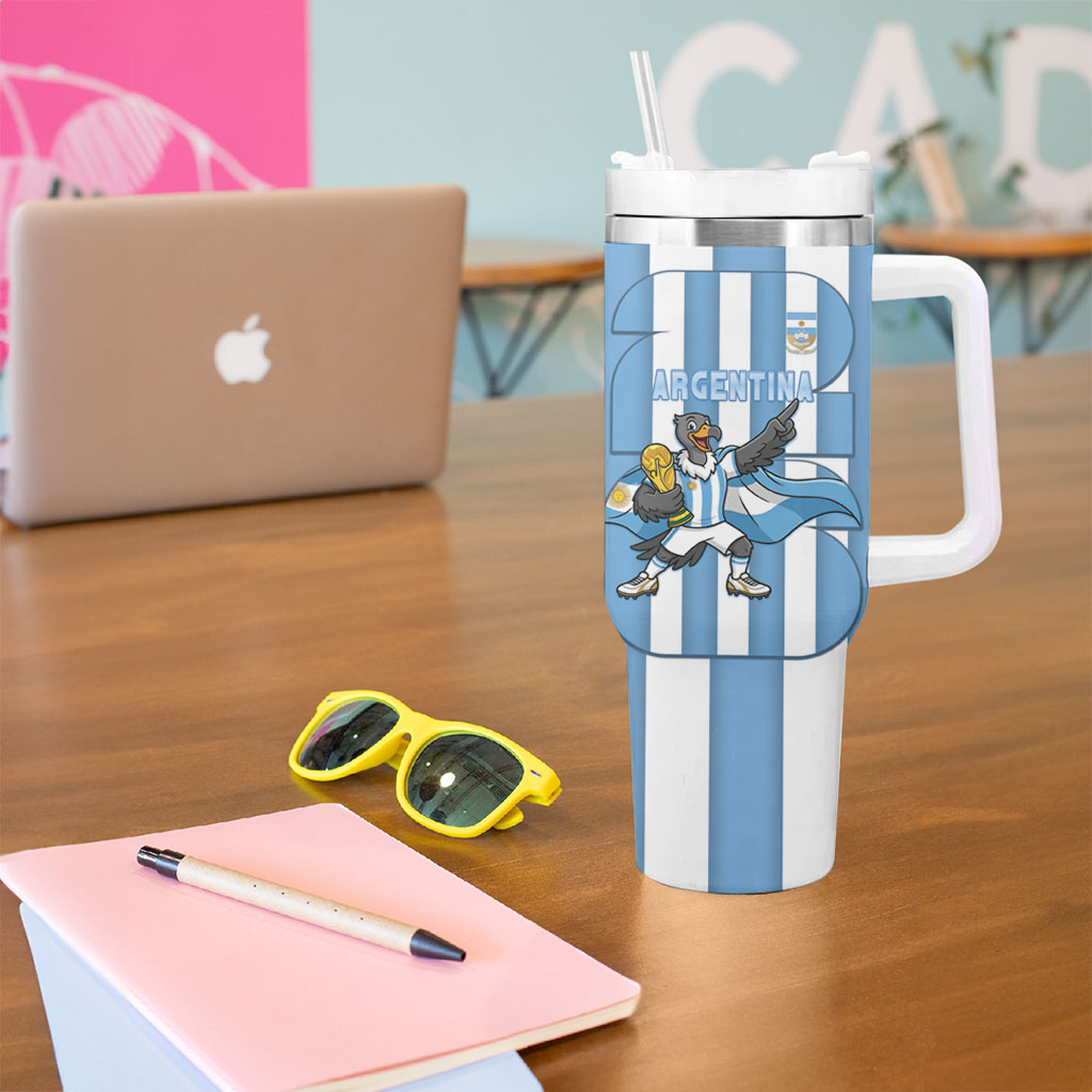 Argentina National Football Custom Tumbler With Handle Andean Condor Trophy Sporty Style