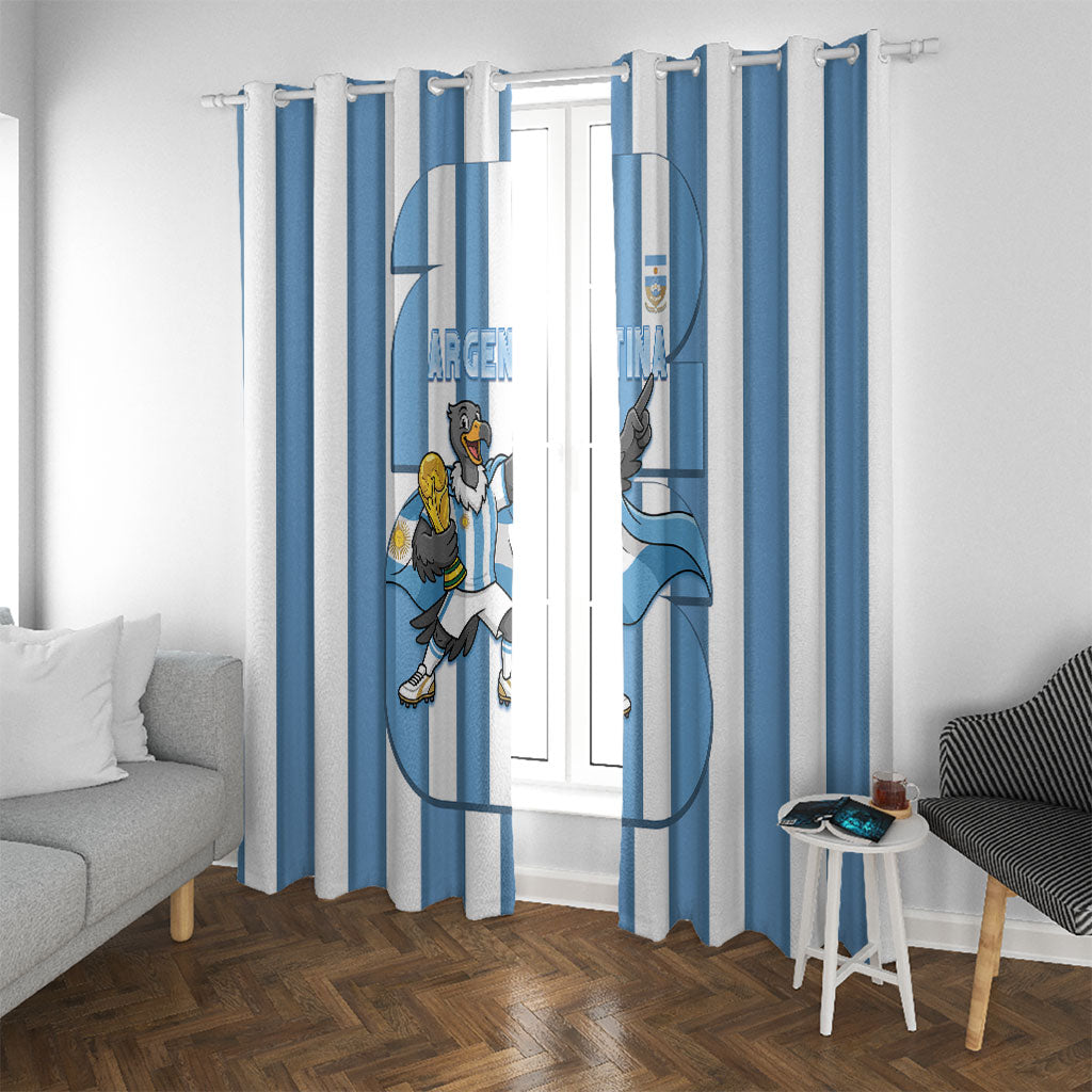 Argentina National Football Window Curtain Andean Condor Trophy Sporty Style