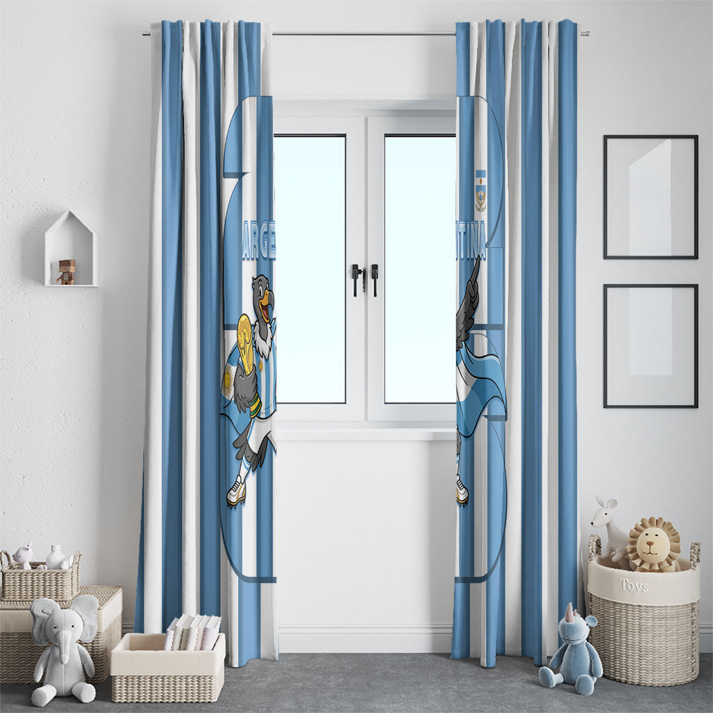 Argentina National Football Window Curtain Andean Condor Trophy Sporty Style