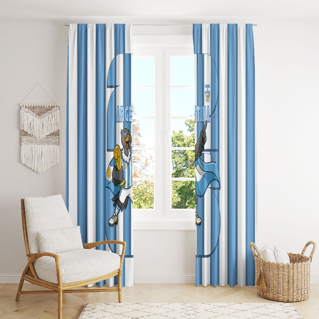 Argentina National Football Window Curtain Andean Condor Trophy Sporty Style
