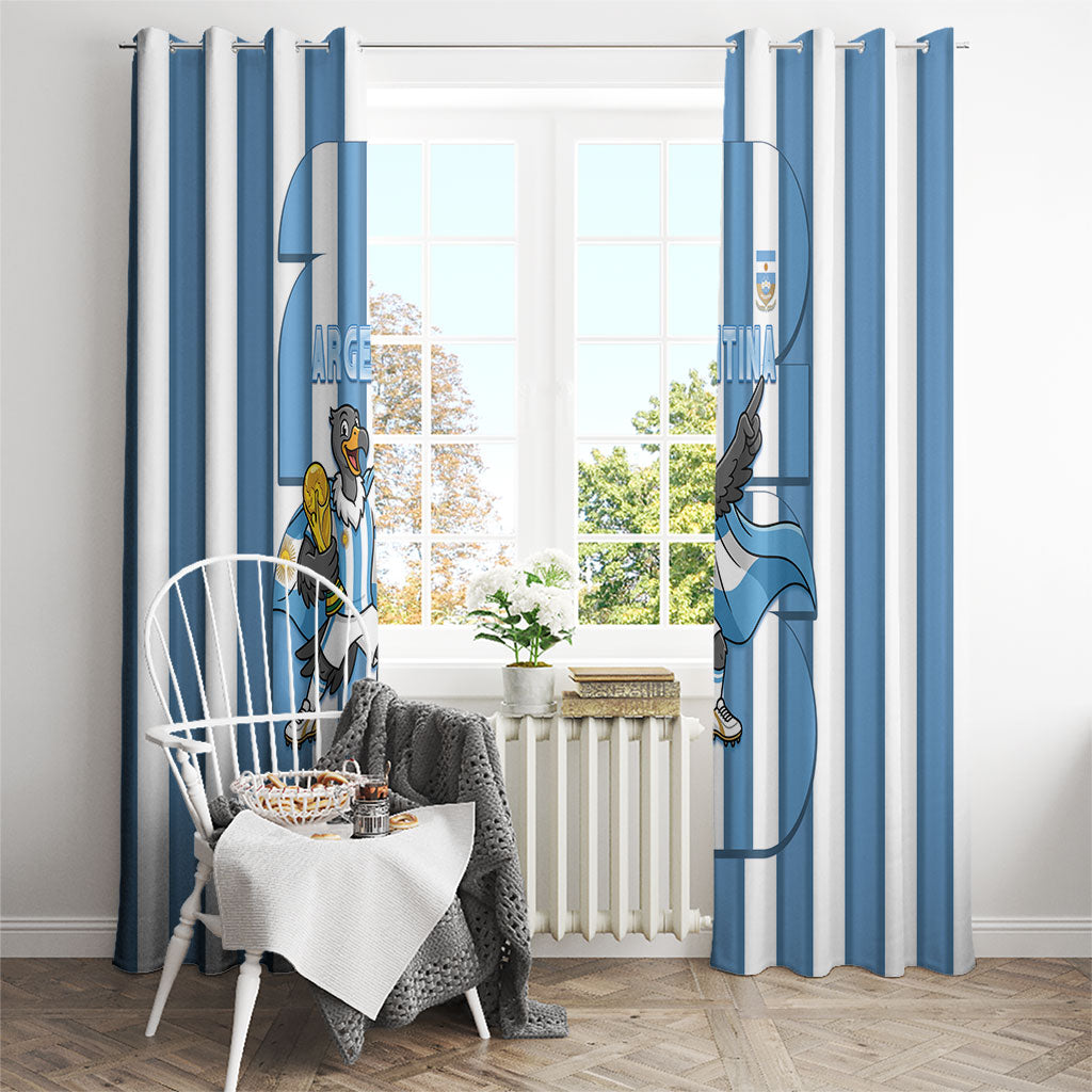 Argentina National Football Window Curtain Andean Condor Trophy Sporty Style