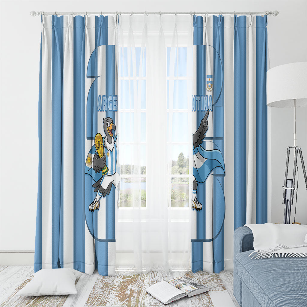 Argentina National Football Window Curtain Andean Condor Trophy Sporty Style