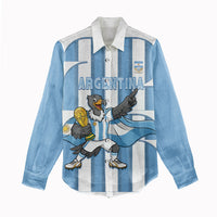 Argentina National Football Custom Women Casual Shirt Andean Condor Trophy Sporty Style