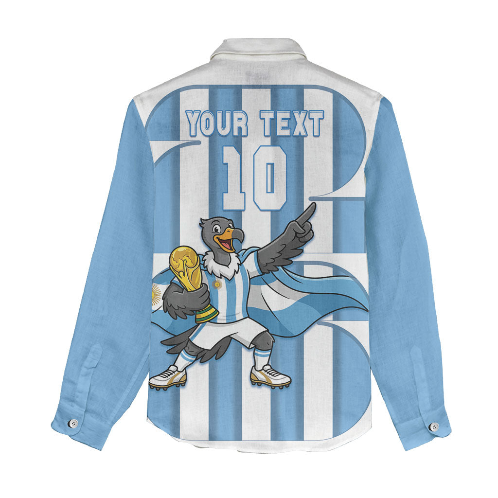 Argentina National Football Custom Women Casual Shirt Andean Condor Trophy Sporty Style