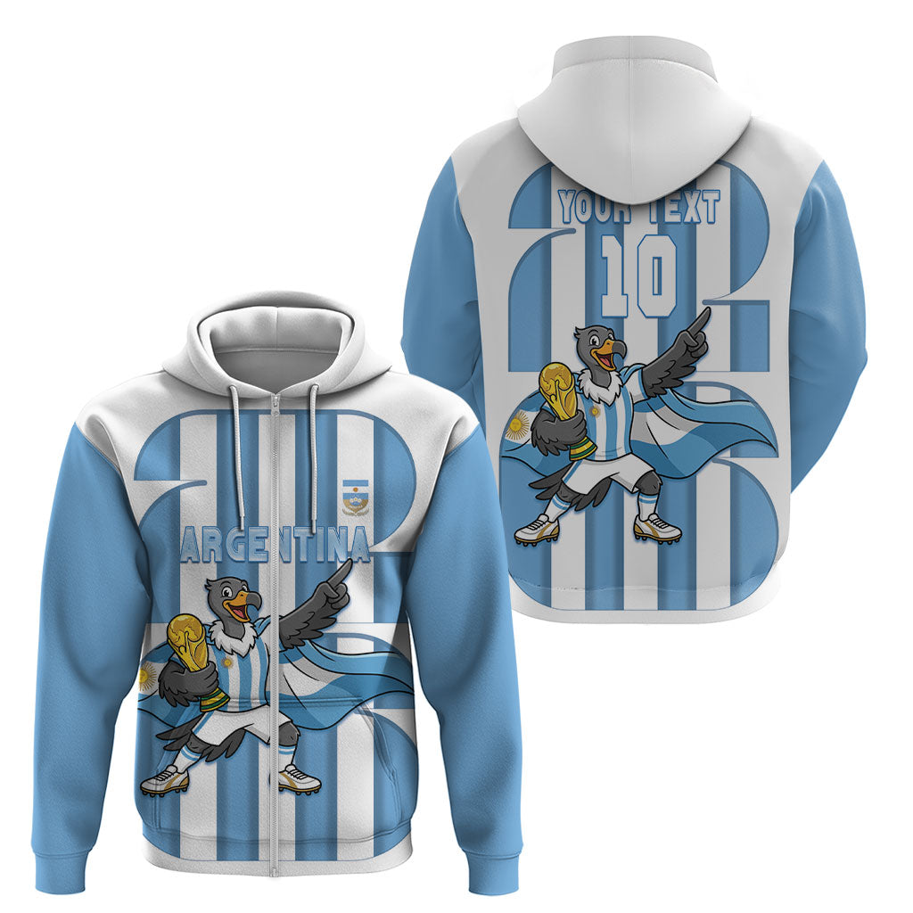 Argentina National Football Custom Zip Hoodie Andean Condor Trophy Sporty Style