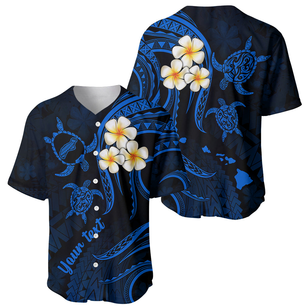 Personalised Niihau Hawaii Baseball Jersey Polynesian Tattoo and Pacific Plumeria Blue Vibe LT9 - Wonder Print Shop