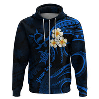 Personalised Niihau Hawaii Hoodie Polynesian Tattoo and Pacific Plumeria Blue Vibe - Wonder Print Shop