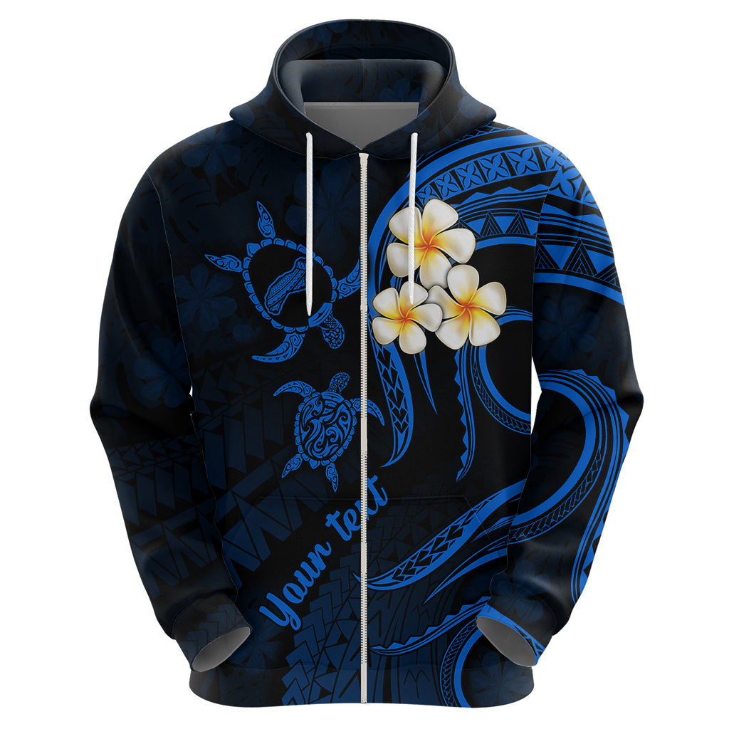 Personalised Niihau Hawaii Hoodie Polynesian Tattoo and Pacific Plumeria Blue Vibe - Wonder Print Shop