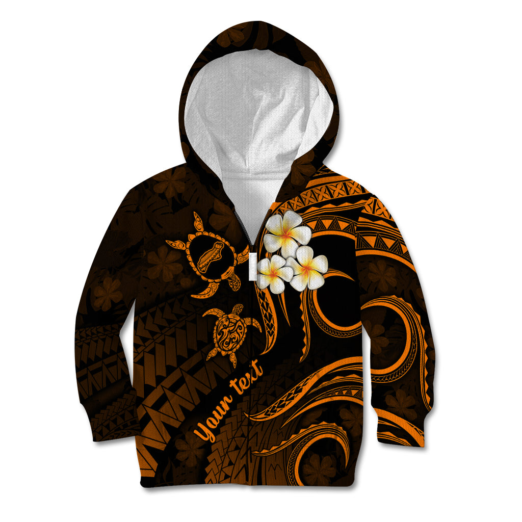 Personalised Niihau Hawaii Kid Hoodie Polynesian Tattoo and Pacific Plumeria Gold Vibe - Wonder Print Shop