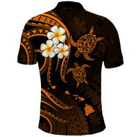Personalised Niihau Hawaii Polo Shirt Polynesian Tattoo and Pacific Plumeria Gold Vibe - Wonder Print Shop