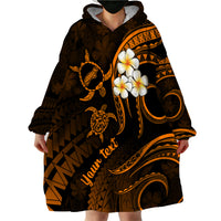 Personalised Niihau Hawaii Wearable Blanket Hoodie Polynesian Tattoo and Pacific Plumeria Gold Vibe - Wonder Print Shop