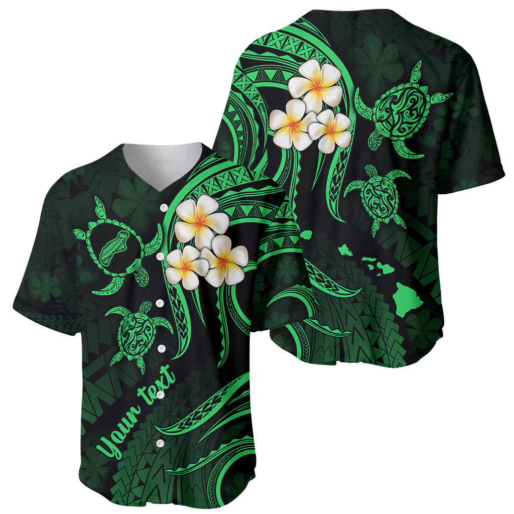Personalised Niihau Hawaii Baseball Jersey Polynesian Tattoo and Pacific Plumeria Green Vibe LT9 - Wonder Print Shop
