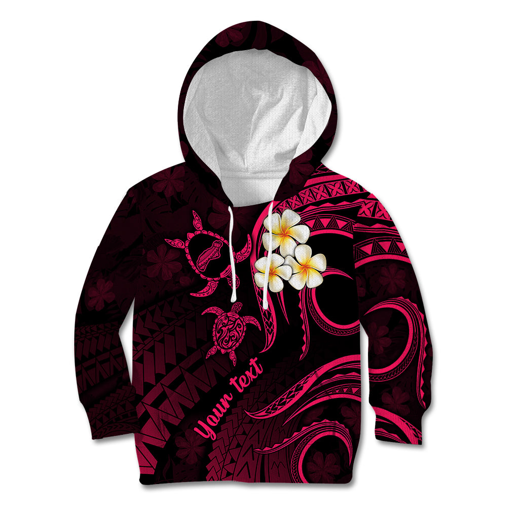 Personalised Niihau Hawaii Kid Hoodie Polynesian Tattoo and Pacific Plumeria Pink Vibe - Wonder Print Shop