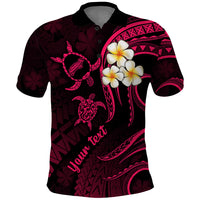 Personalised Niihau Hawaii Polo Shirt Polynesian Tattoo and Pacific Plumeria Pink Vibe - Wonder Print Shop