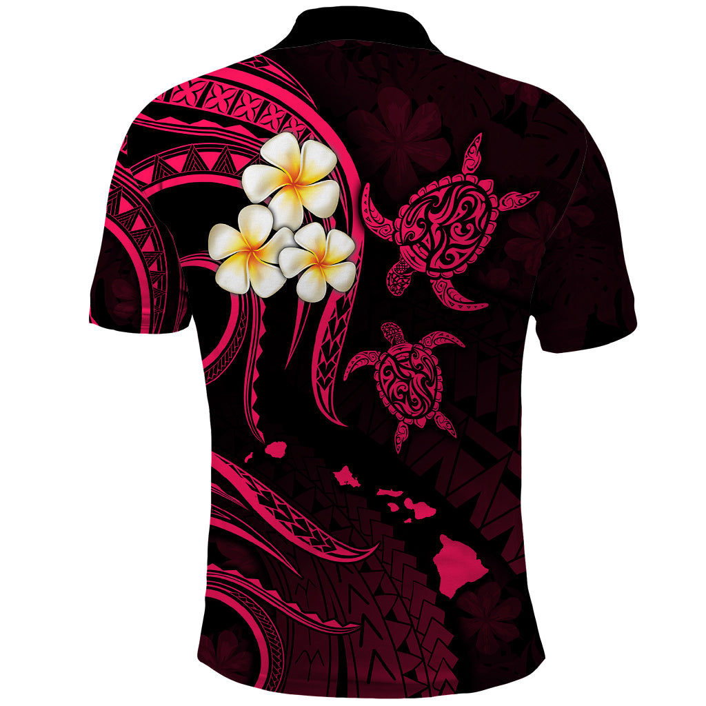 Personalised Niihau Hawaii Polo Shirt Polynesian Tattoo and Pacific Plumeria Pink Vibe - Wonder Print Shop