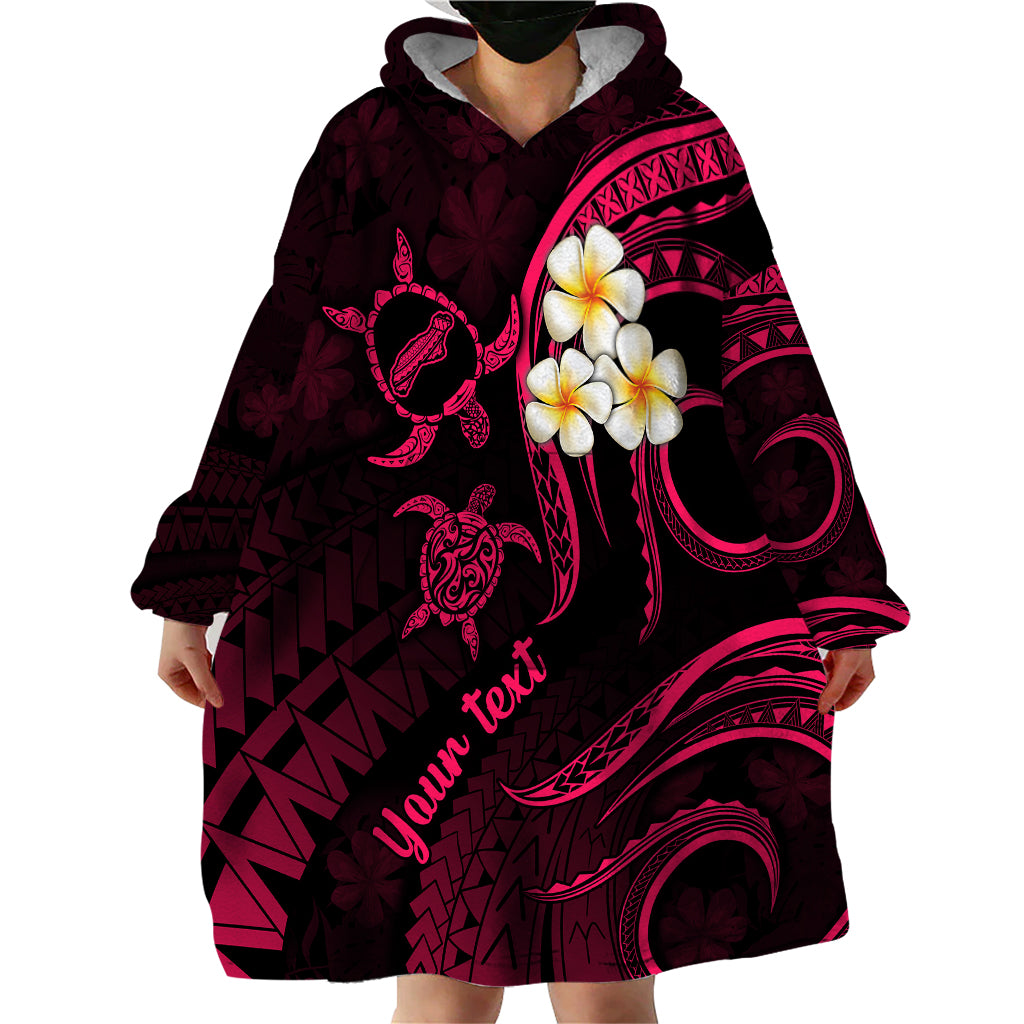 Personalised Niihau Hawaii Wearable Blanket Hoodie Polynesian Tattoo and Pacific Plumeria Pink Vibe - Wonder Print Shop