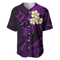 Personalised Niihau Hawaii Baseball Jersey Polynesian Tattoo and Pacific Plumeria Purple Vibe LT9 - Wonder Print Shop