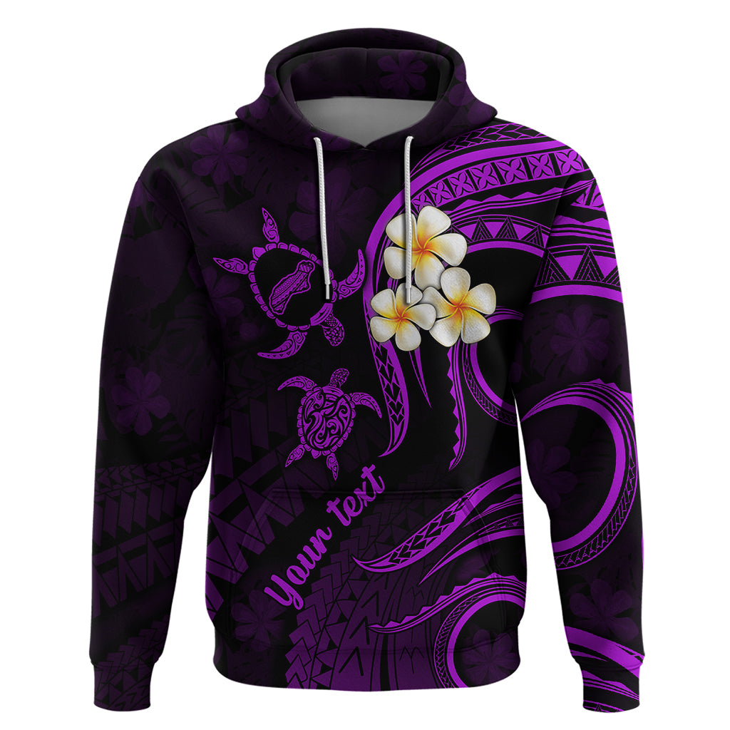 Personalised Niihau Hawaii Hoodie Polynesian Tattoo and Pacific Plumeria Purple Vibe - Wonder Print Shop