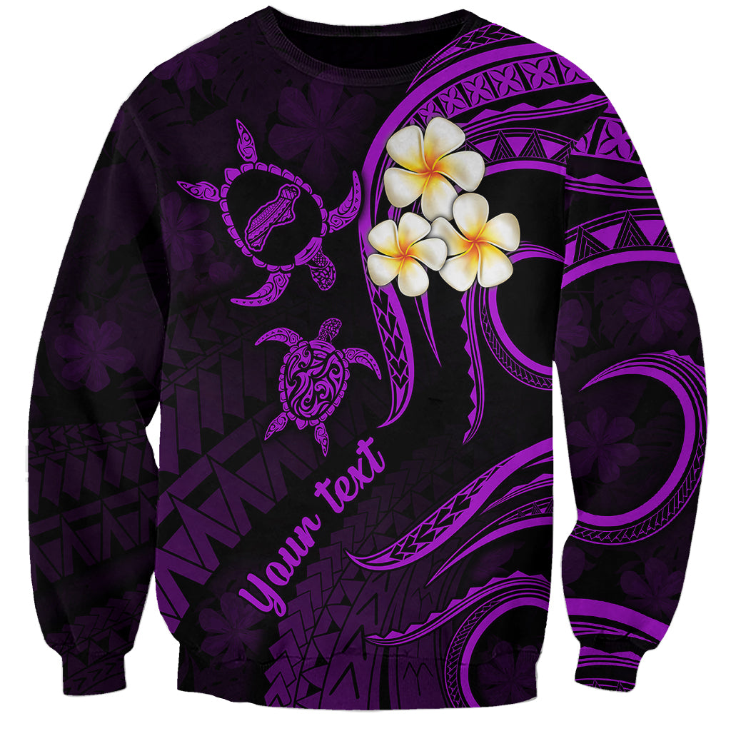Personalised Niihau Hawaii Sweatshirt Polynesian Tattoo and Pacific Plumeria Purple Vibe - Wonder Print Shop