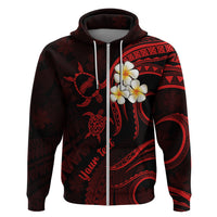 Personalised Niihau Hawaii Hoodie Polynesian Tattoo and Pacific Plumeria Red Vibe - Wonder Print Shop