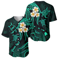 Personalised Niihau Hawaii Baseball Jersey Polynesian Tattoo and Pacific Plumeria Turquoise Vibe LT9 - Wonder Print Shop