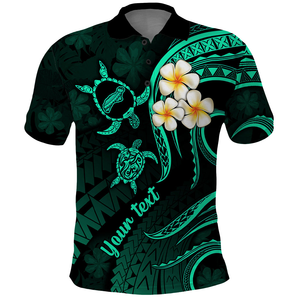Personalised Niihau Hawaii Polo Shirt Polynesian Tattoo and Pacific Plumeria Turquoise Vibe - Wonder Print Shop