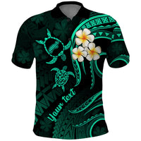 Personalised Niihau Hawaii Polo Shirt Polynesian Tattoo and Pacific Plumeria Turquoise Vibe - Wonder Print Shop