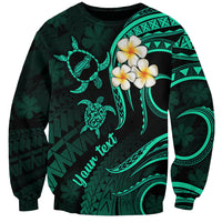 Personalised Niihau Hawaii Sweatshirt Polynesian Tattoo and Pacific Plumeria Turquoise Vibe - Wonder Print Shop