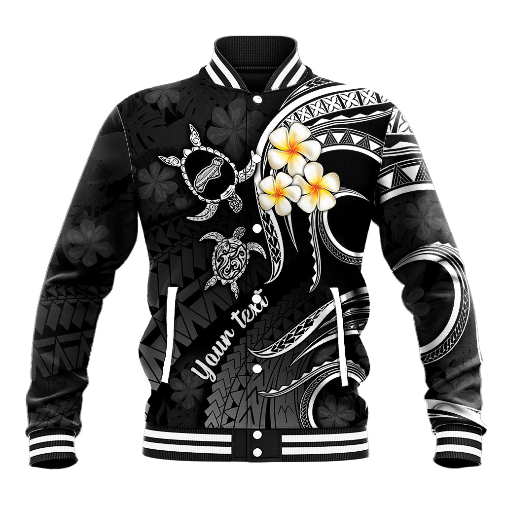 Personalised Niihau Hawaii Baseball Jacket Polynesian Tattoo and Pacific Plumeria White Vibe LT9 - Wonder Print Shop