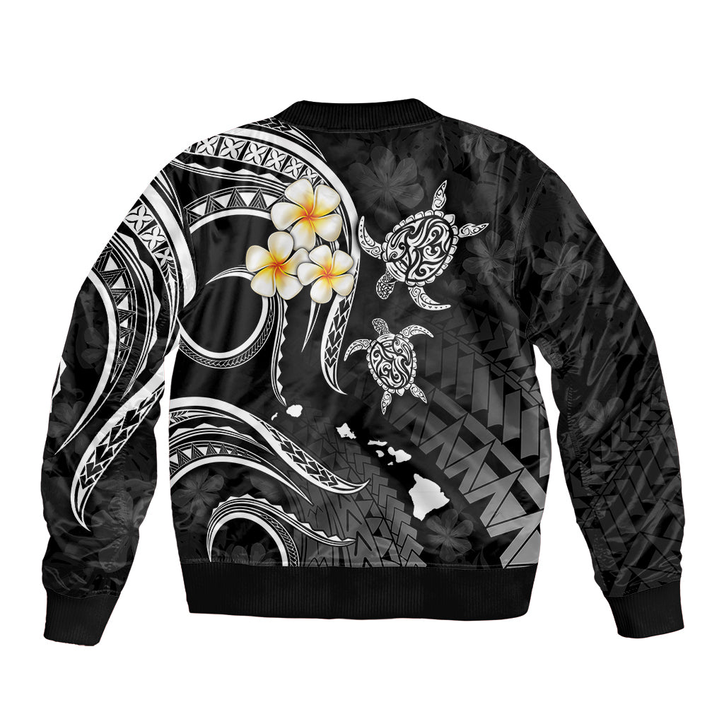 Personalised Niihau Hawaii Bomber Jacket Polynesian Tattoo and Pacific Plumeria White Vibe LT9 - Wonder Print Shop