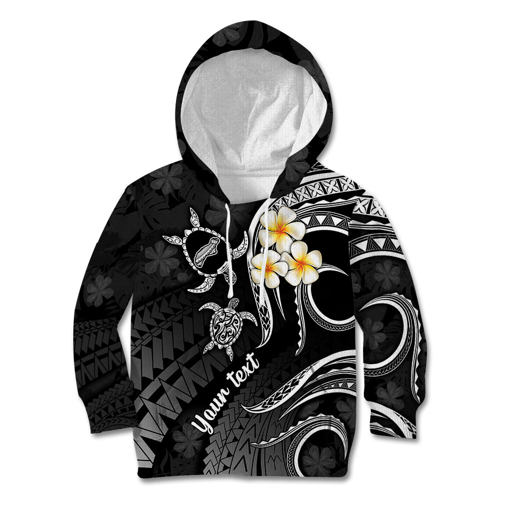 Personalised Niihau Hawaii Kid Hoodie Polynesian Tattoo and Pacific Plumeria White Vibe - Wonder Print Shop