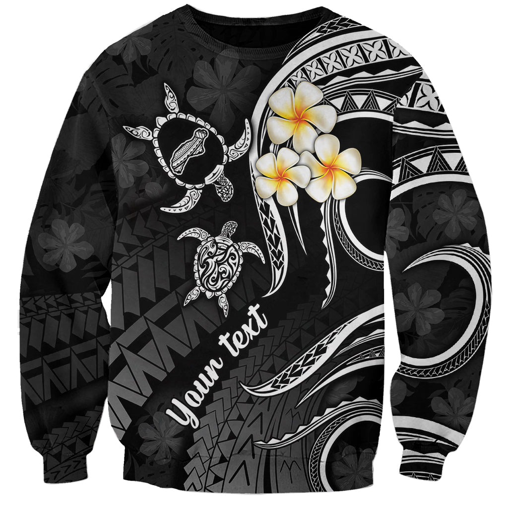 Personalised Niihau Hawaii Sweatshirt Polynesian Tattoo and Pacific Plumeria White Vibe - Wonder Print Shop