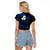 Personalised Molokai Hawaii Raglan Cropped T Shirt Polynesian Tattoo and Pacific Plumeria Blue Vibe - Wonder Print Shop