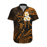 Personalised Molokai Hawaii Hawaiian Shirt Polynesian Tattoo and Pacific Plumeria Gold Vibe - Wonder Print Shop