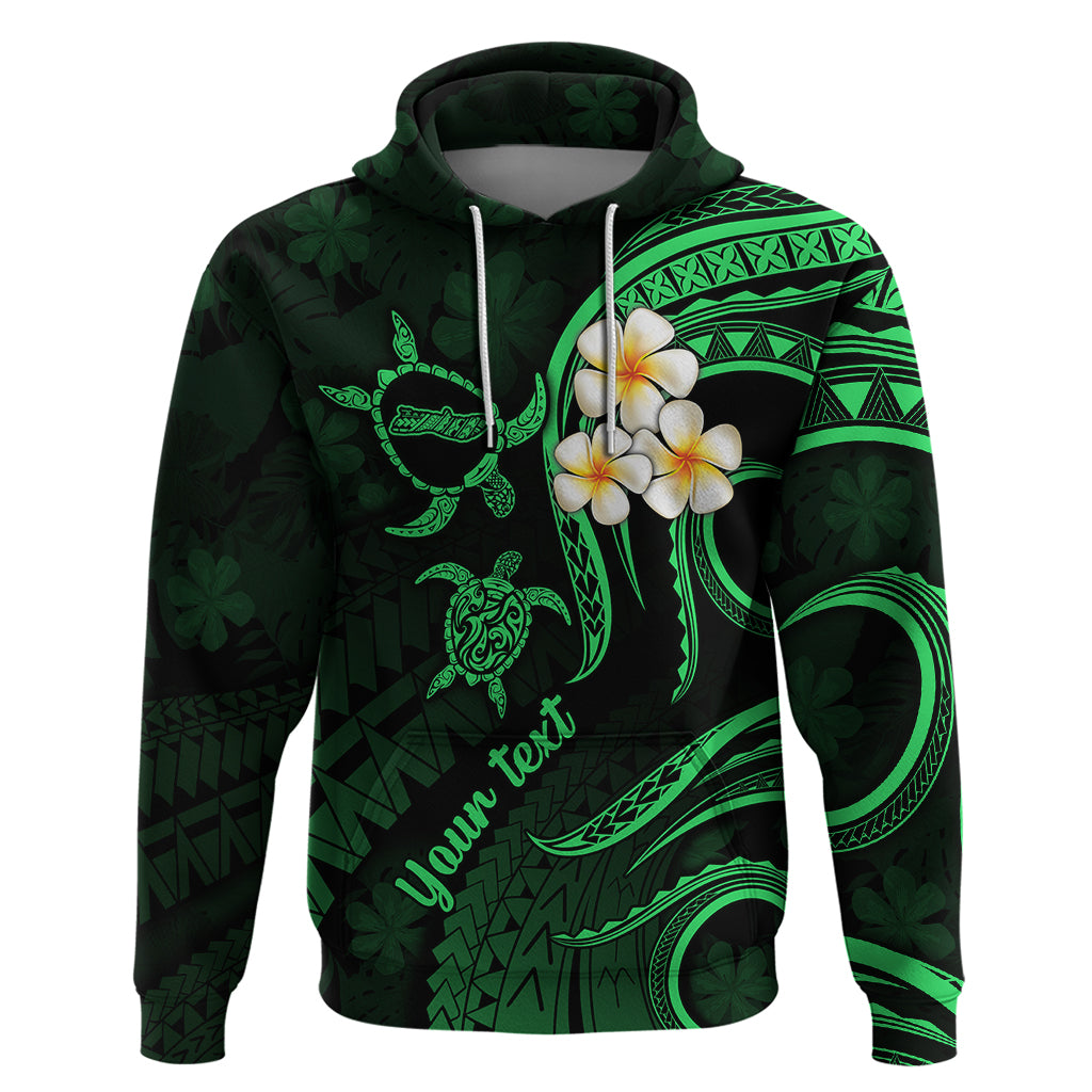 Personalised Molokai Hawaii Hoodie Polynesian Tattoo and Pacific Plumeria Green Vibe - Wonder Print Shop