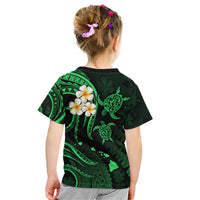 Personalised Molokai Hawaii Kid T Shirt Polynesian Tattoo and Pacific Plumeria Green Vibe - Wonder Print Shop