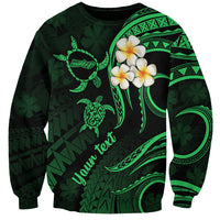 Personalised Molokai Hawaii Sweatshirt Polynesian Tattoo and Pacific Plumeria Green Vibe - Wonder Print Shop
