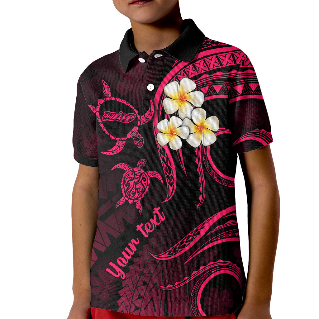 Personalised Molokai Hawaii Kid Polo Shirt Polynesian Tattoo and Pacific Plumeria Pink Vibe - Wonder Print Shop