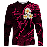 Personalised Molokai Hawaii Long Sleeve Shirt Polynesian Tattoo and Pacific Plumeria Pink Vibe - Wonder Print Shop